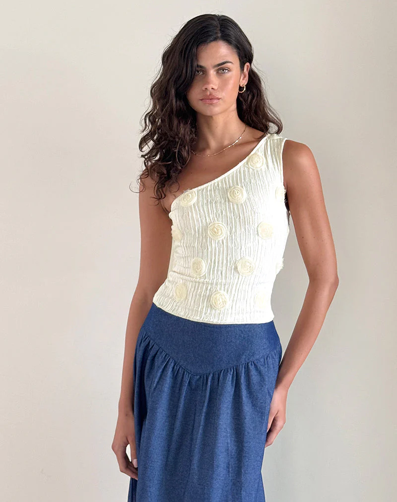 Moira One Shoulder Top in strukturiertem Rosa Elfenbein - Image 4