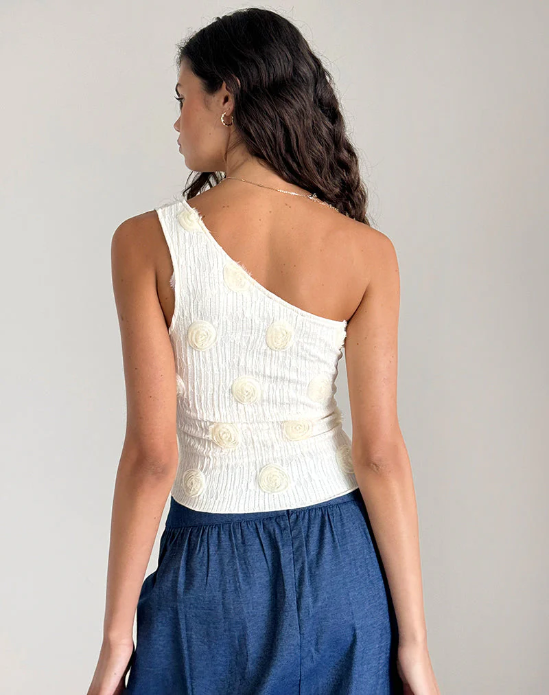 Moira One Shoulder Top in strukturiertem Rosa Elfenbein - Image 5