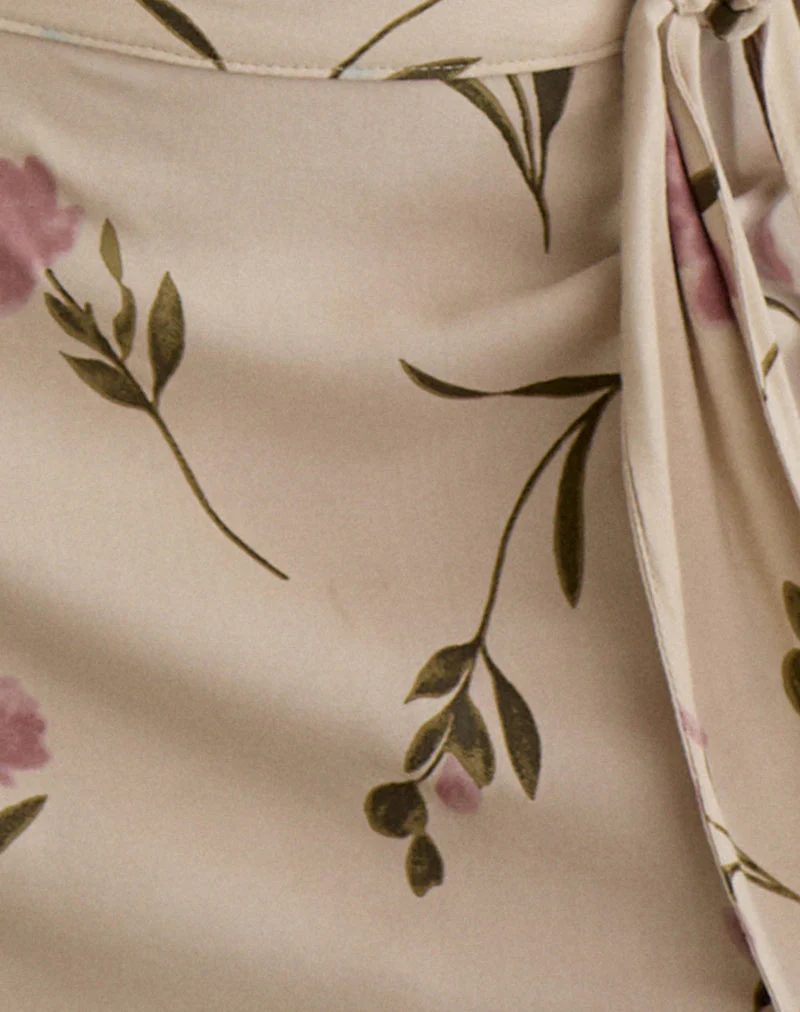 Mokono Mini Skirt in Bloom Leafy Taupe - Image 6