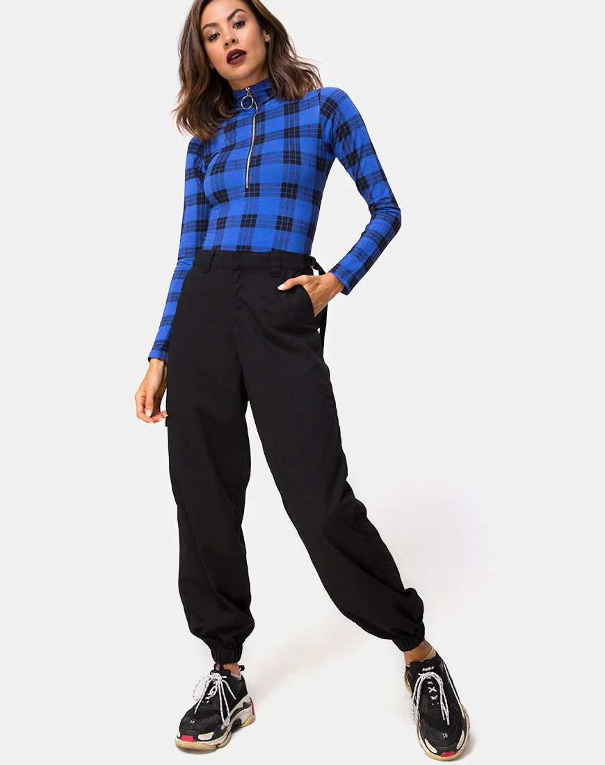Molaka Hochgeschlossenes Mieder in Tartan Blau - Image 3