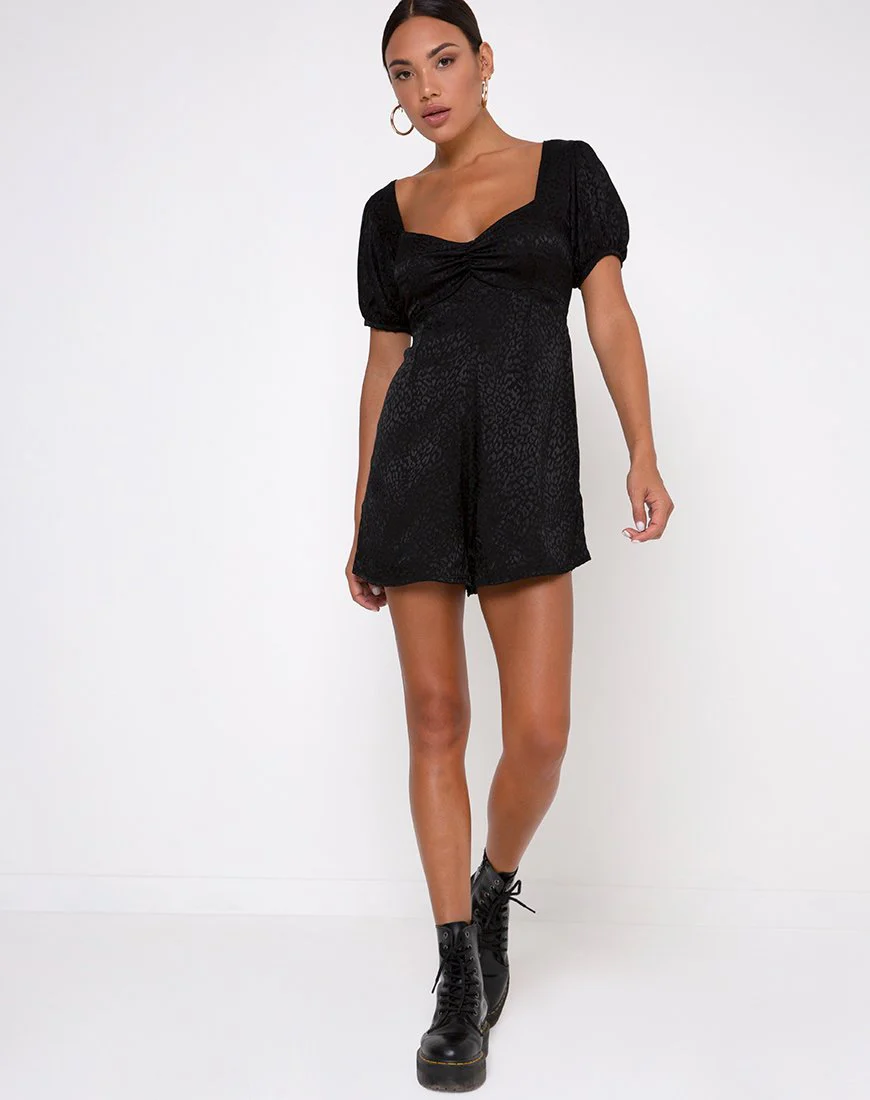 Monali Playsuit aus Satin Gepard Schwarz - Image 3