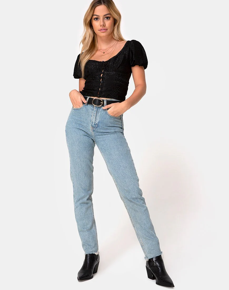 Monda Top aus Satin Cheetah Schwarz - Image 3