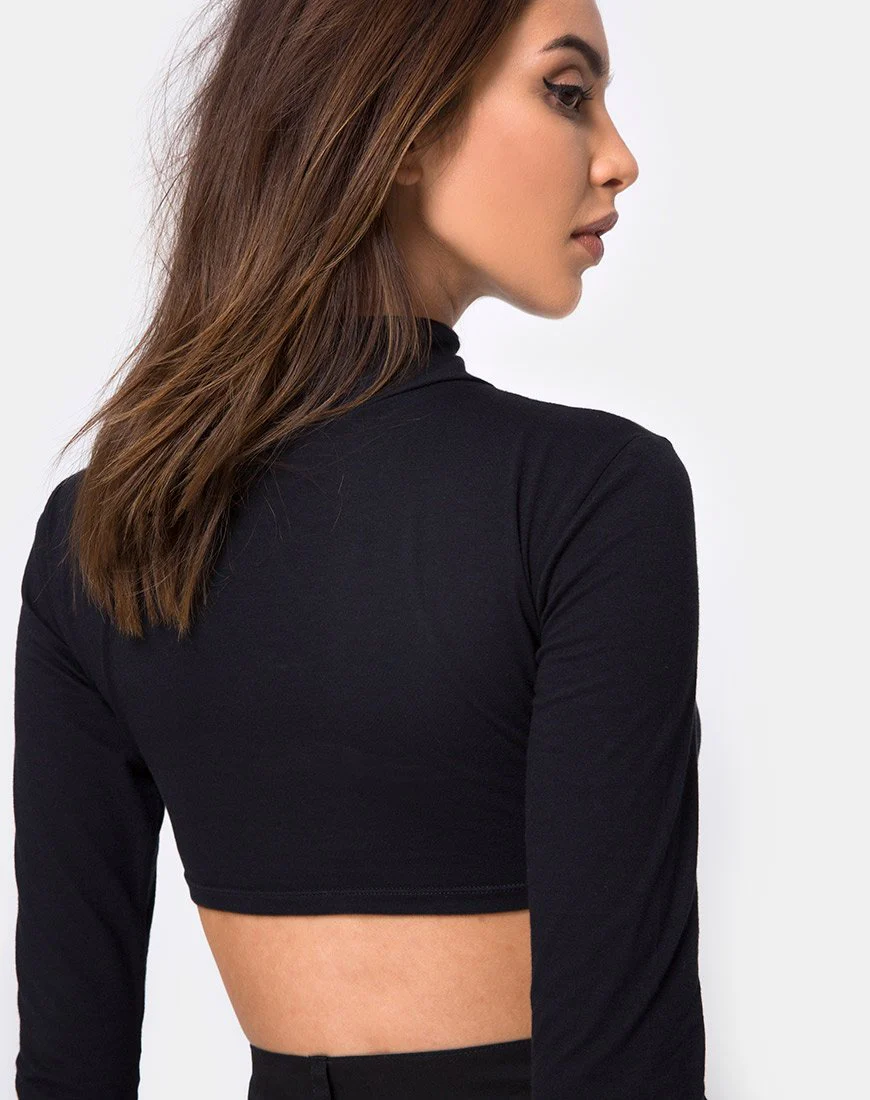 Monec Crop Top in Schwarz Schnalle - Image 2