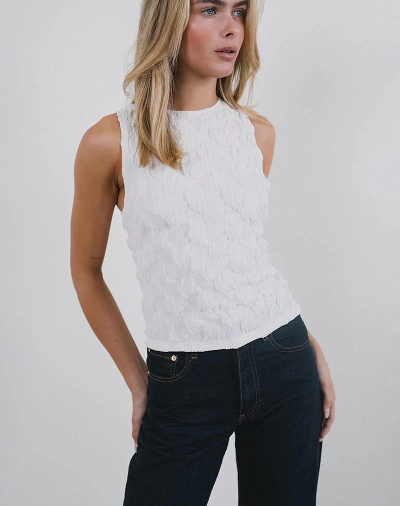 Monelo Vest Top aus strukturiertem Mesh Weiß - Image 2