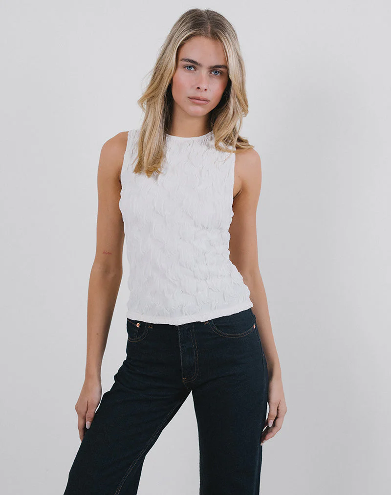 Monelo Vest Top aus strukturiertem Mesh Weiß - Image 4