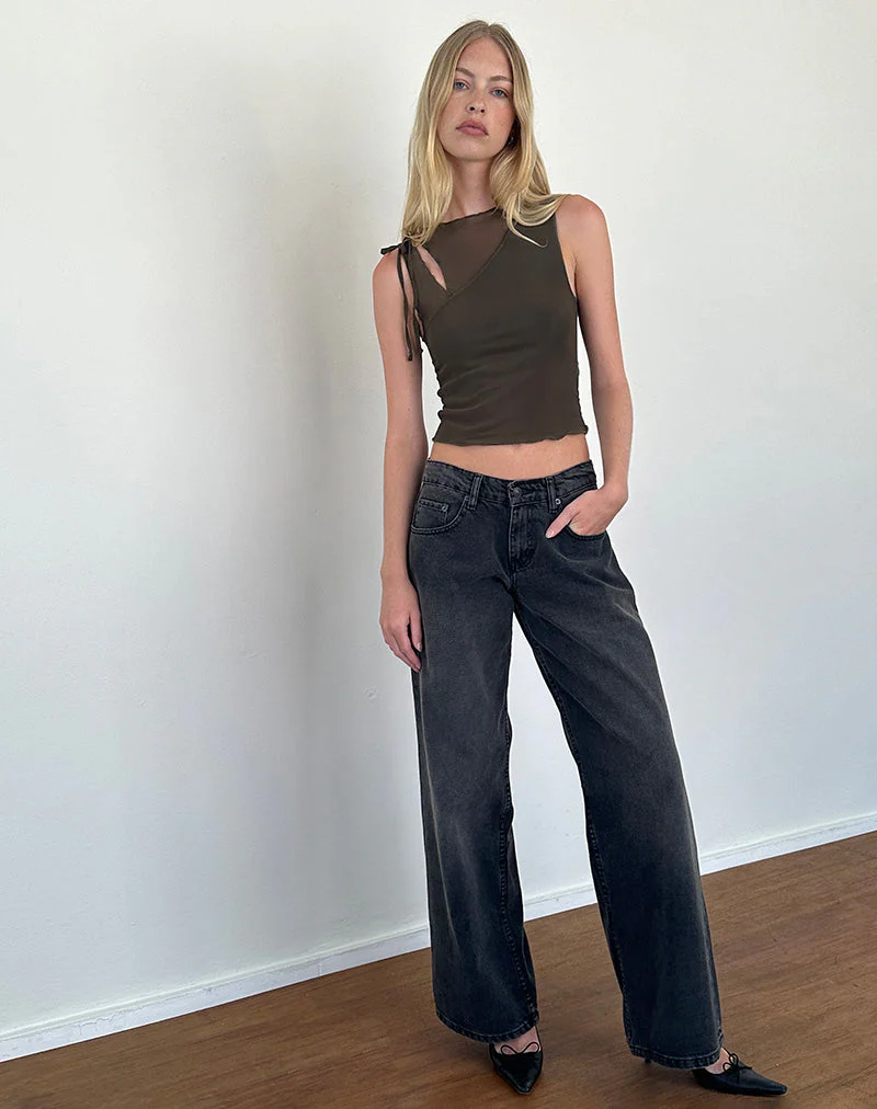 Moni Tie Tank-Top aus Mesh Khaki - Image 5