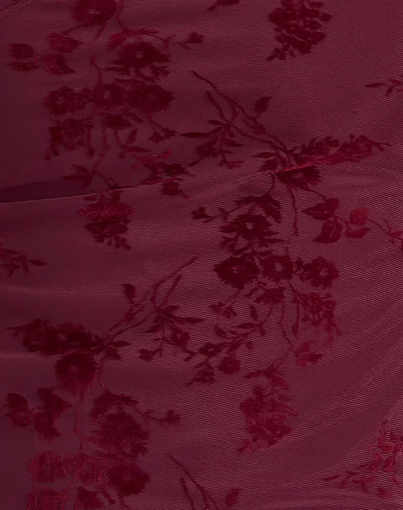 Moni Vest Top in Botanical Flower Maroon - Image 5