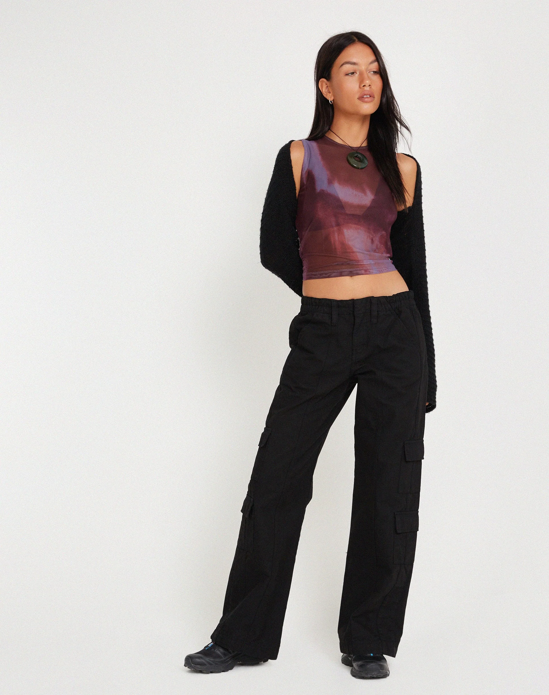 Monlo Vest Top in Mesh Aquarell Wein - Image 4