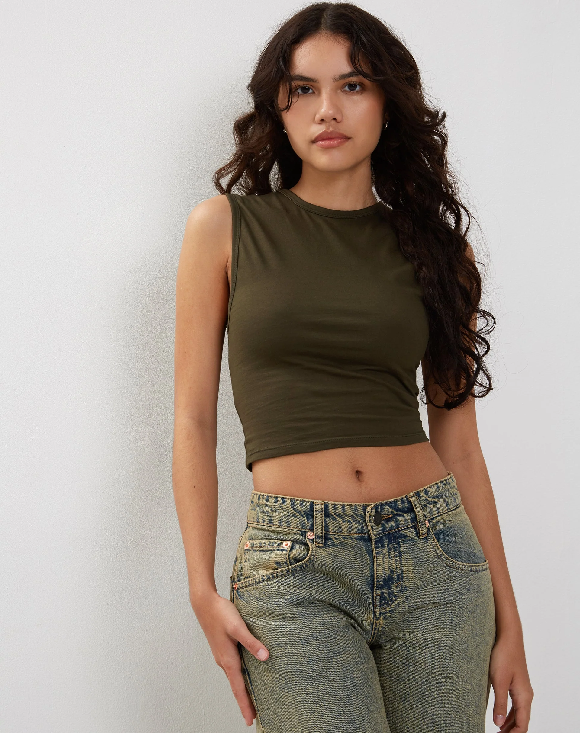 Monlo Vest Oberteil in Olive