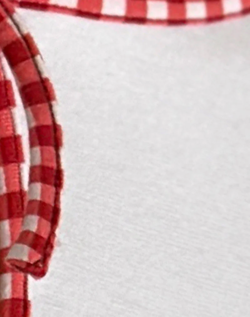 Monsel Tie Front Top in Weiß mit rotem Gingham-Band - Image 7