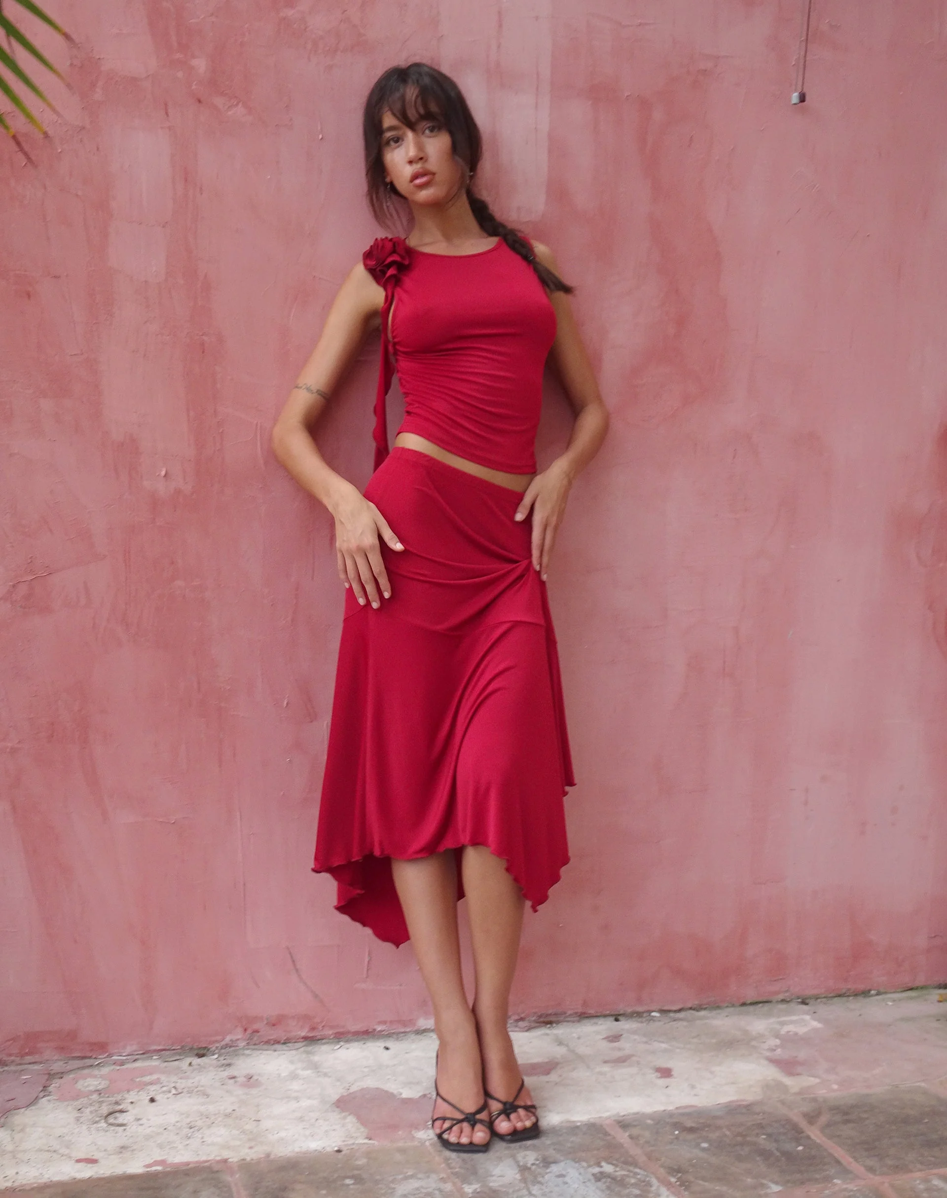 Morena Rosetten-Top in Rot - Image 3