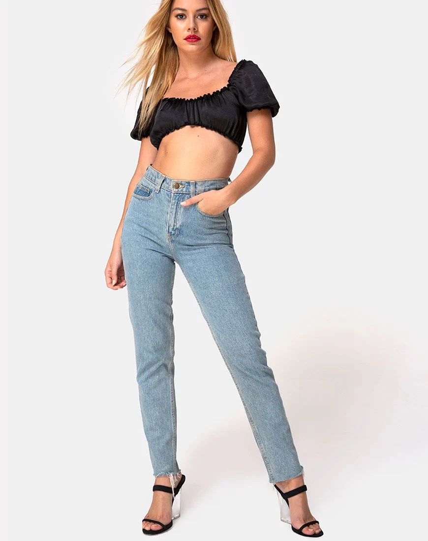 Morgan Crop Top aus Satin Schwarz - Image 4