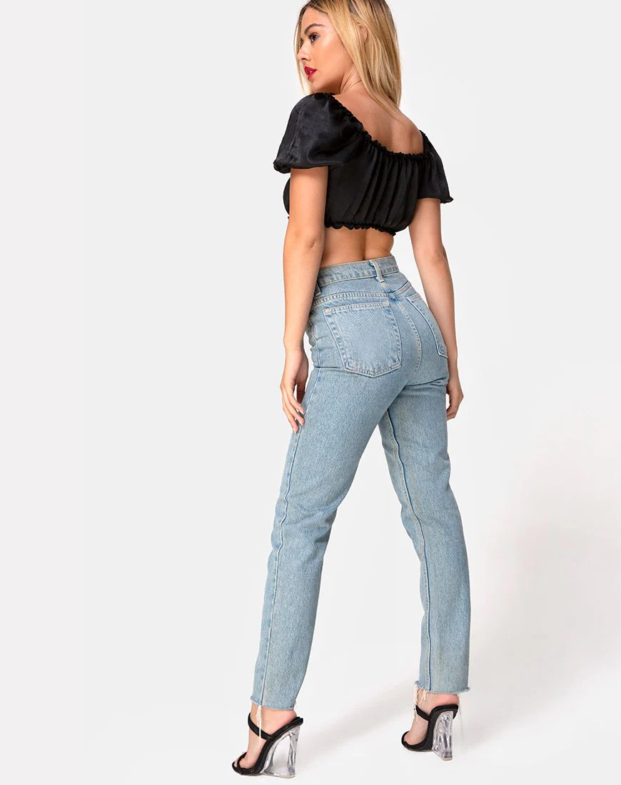 Morgan Crop Top aus Satin Schwarz - Image 5