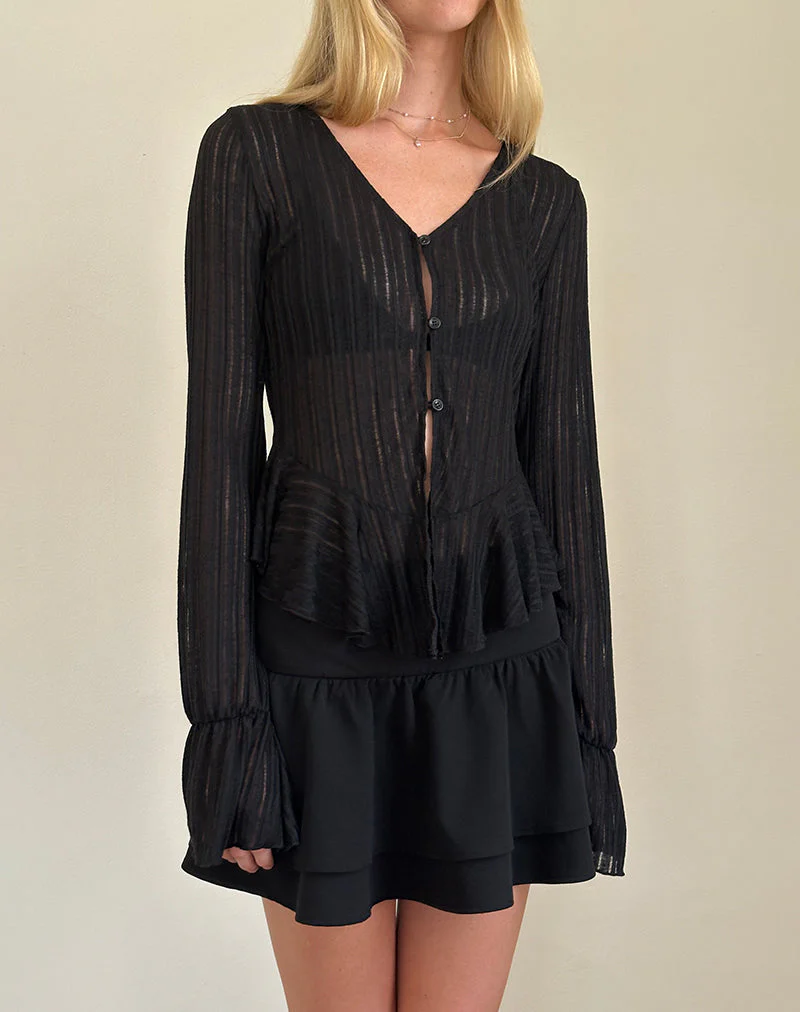 Morgana Flötenstrickjacke in Schwarz