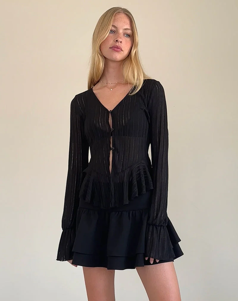 Morgana Flötenstrickjacke in Schwarz - Image 3