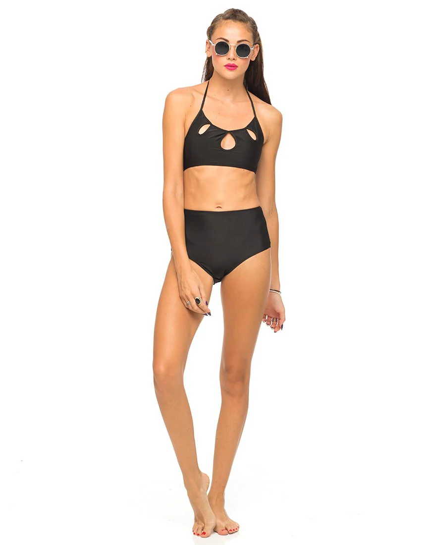 Motel Flux Longline Bikinioberteil In Schwarz - Image 2
