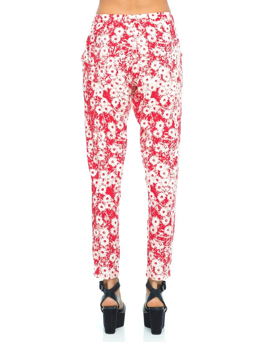 Motel Logan Peg Leg-Hose in Xerox Daisy Rot - Image 2