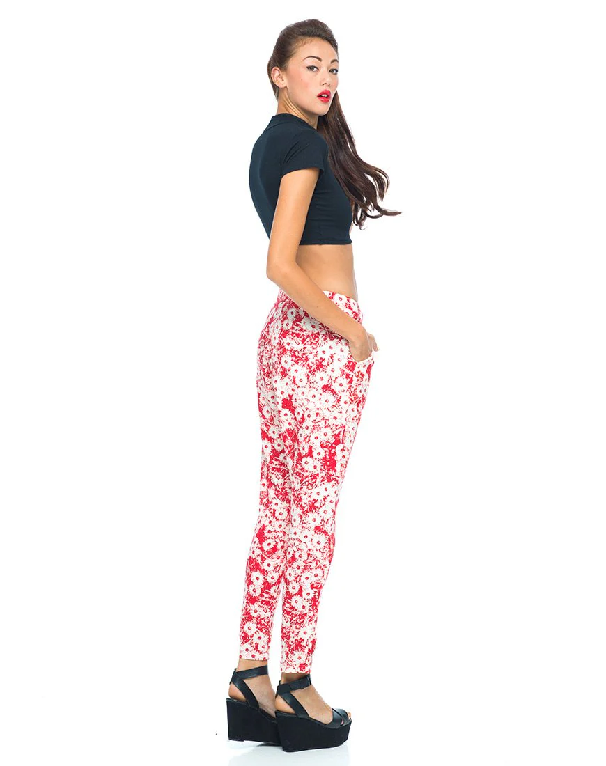 Motel Logan Peg Leg-Hose in Xerox Daisy Rot - Image 4
