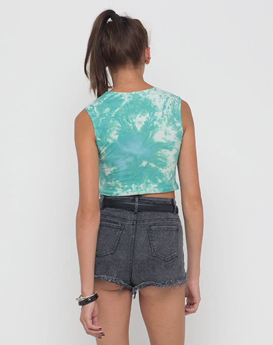 Motel Nel Crop Top Bikinioberteil in Jumputan Tie Dye Pepermint - Image 2