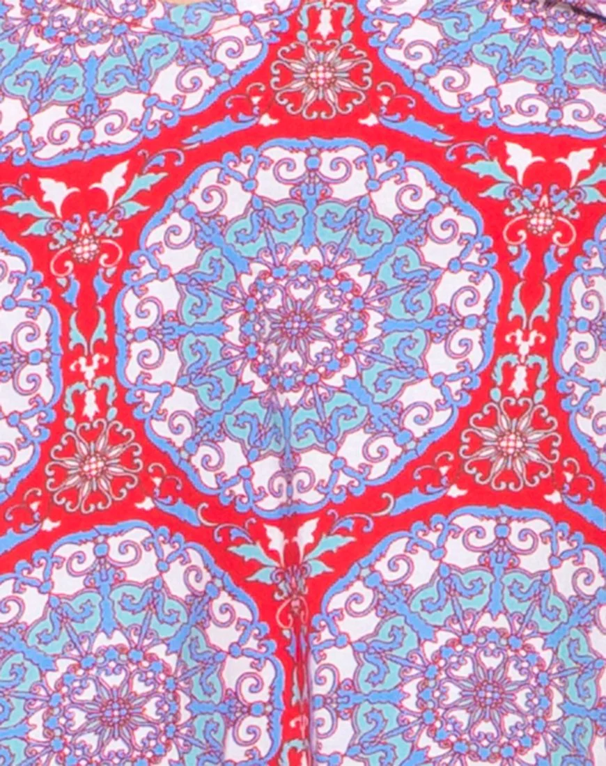 Motel Slip Cami Crop in Mandala Rot - Image 4