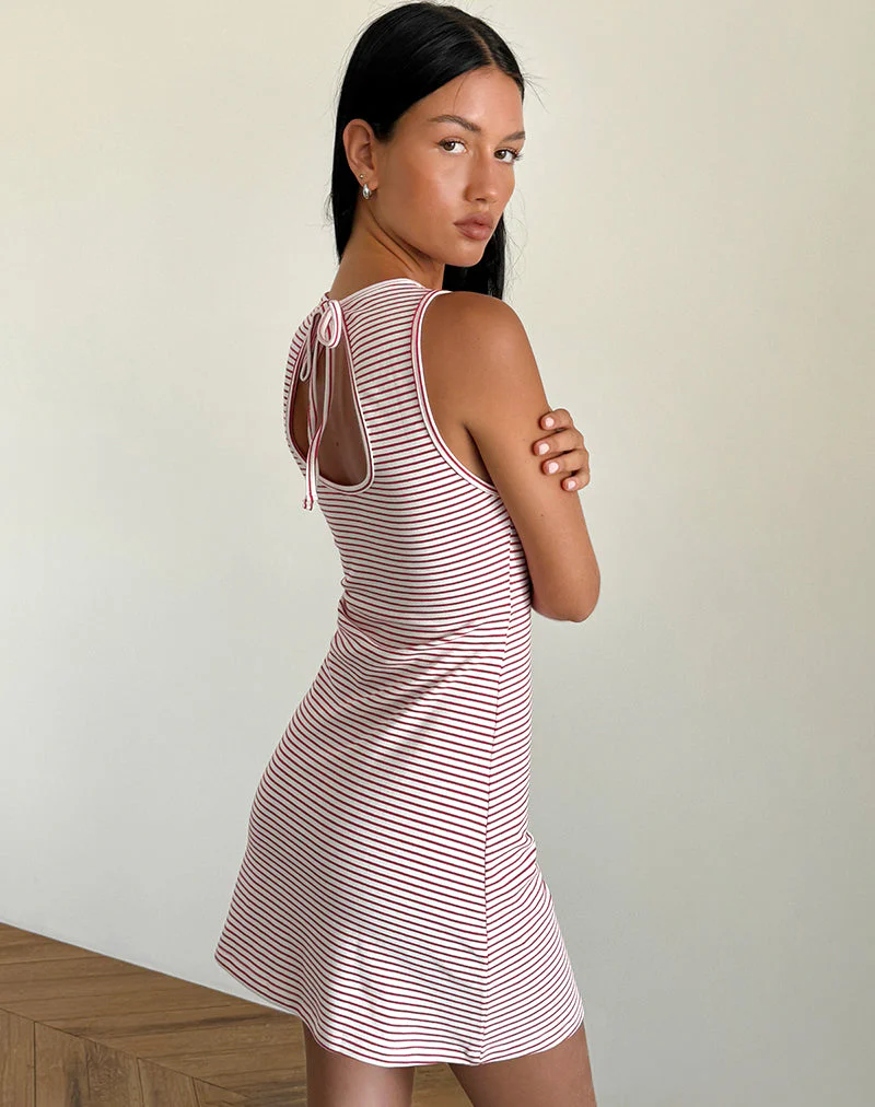 Muzuki Jersey-Minikleid in Rot und Weiß gestreift