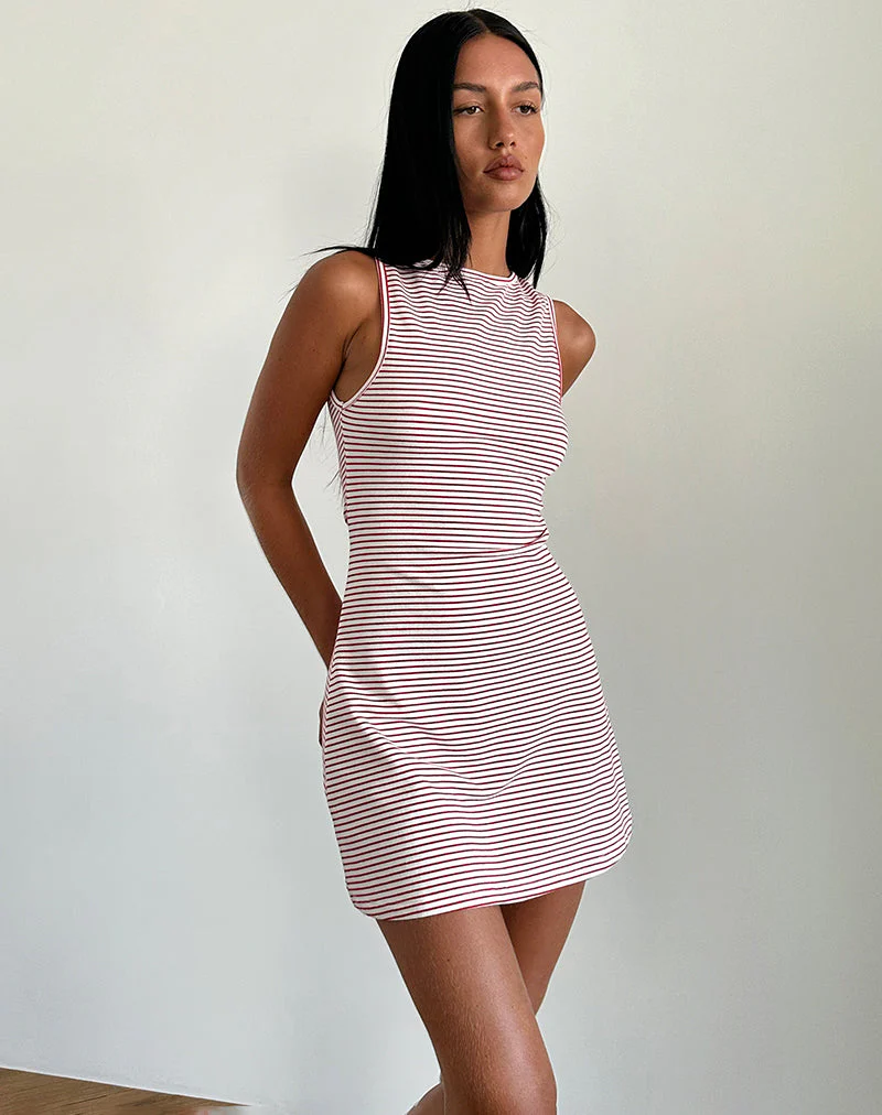 Muzuki Jersey-Minikleid in Rot und Weiß gestreift - Image 2
