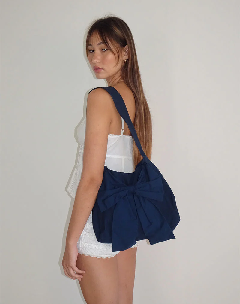 Nagi Tasche in Marineblau mit Schleife in Marineblau - Image 3