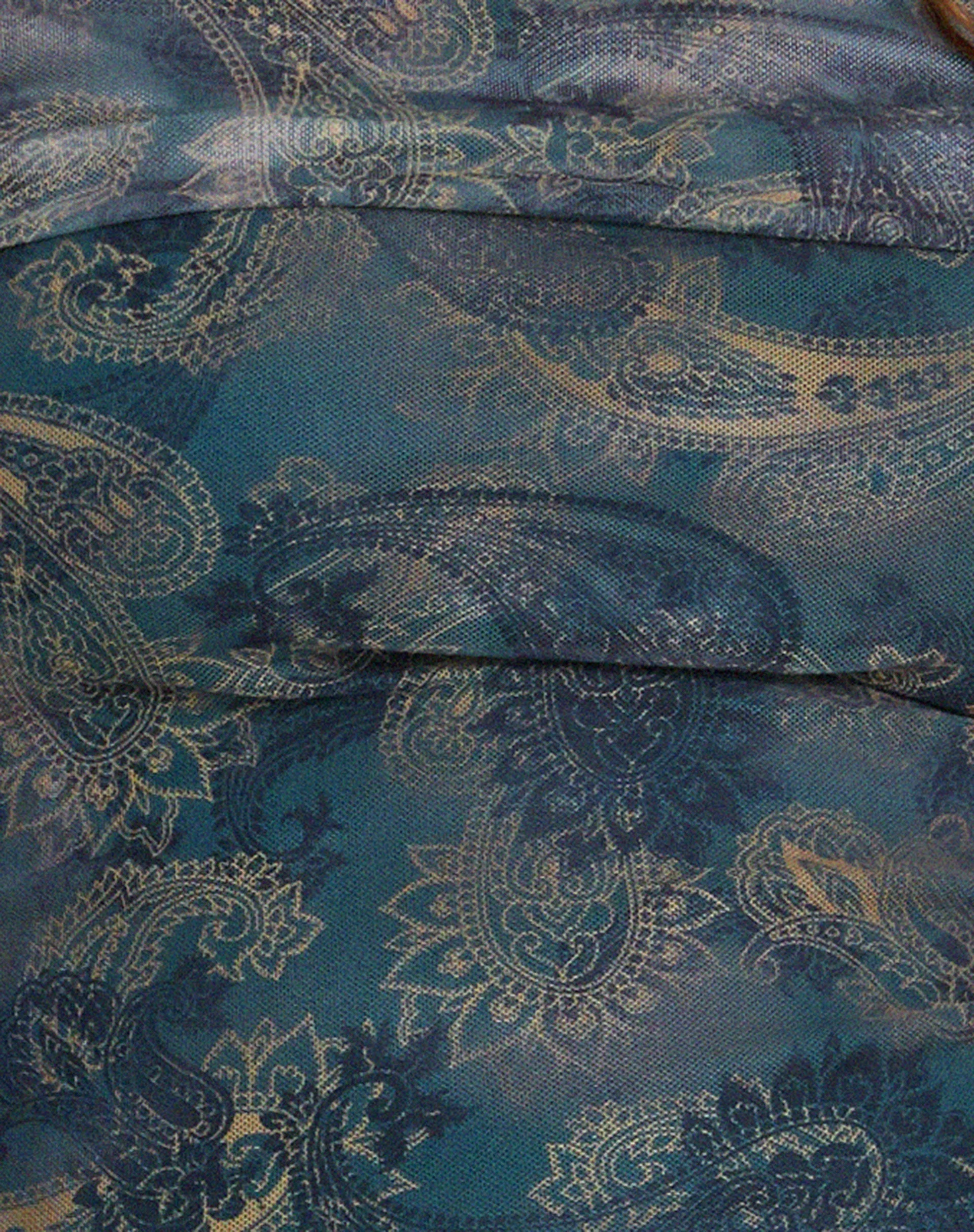 Nagini Bardot-Top mit langen Ärmeln in Blau mit Paisley-Muster - Image 7