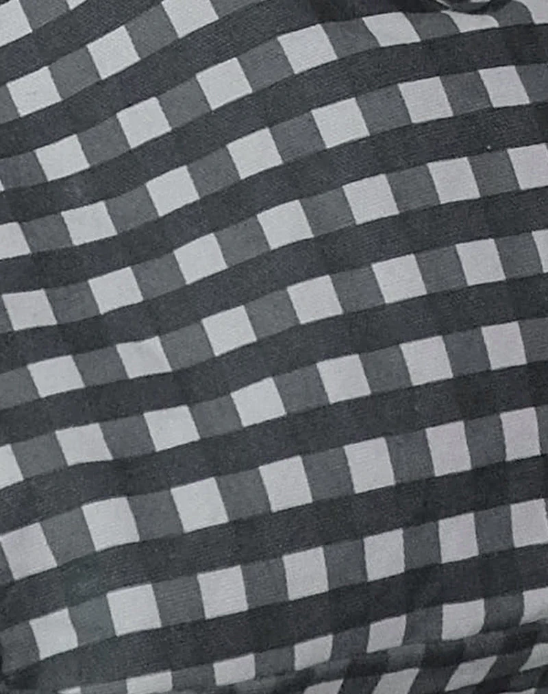 Nagisa Tasche mit Schleife in Tonal Gingham Schwarz Grau - Image 3