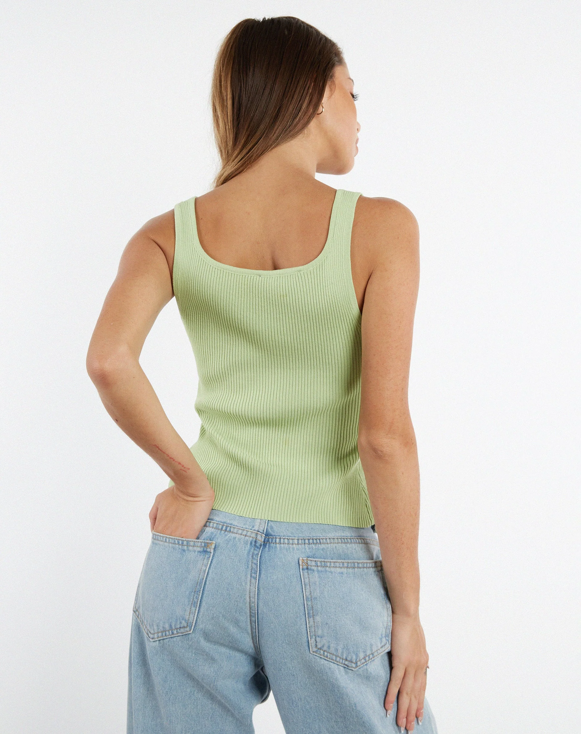 Naini Top aus Rippenstrick in Pastelllimette - Image 5
