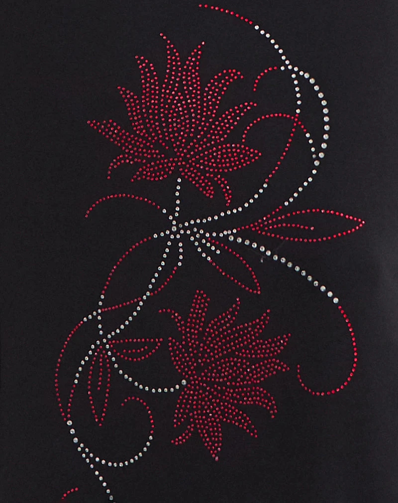 Naisra Maxirock aus Cupro mit Diamante-Blumenmuster in Schwarz - Image 5