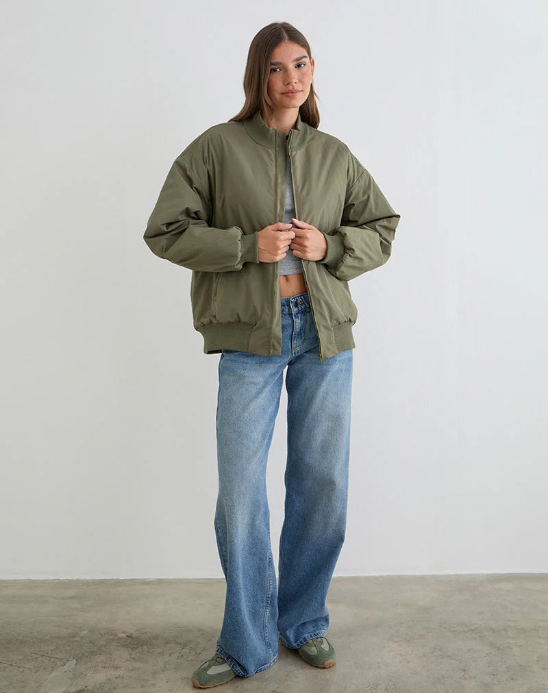 Najora Puffy Bomberjacke in Dunkelgrün - Image 6