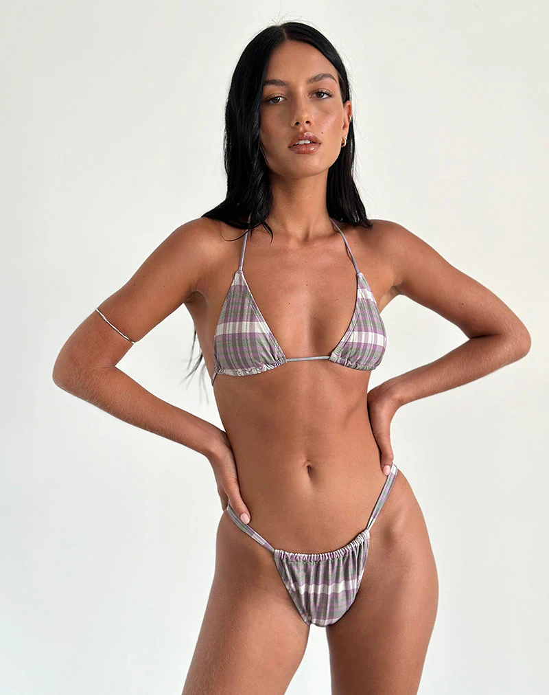 Nakeela Bikiniunterteil in Lila Tartan - Image 2