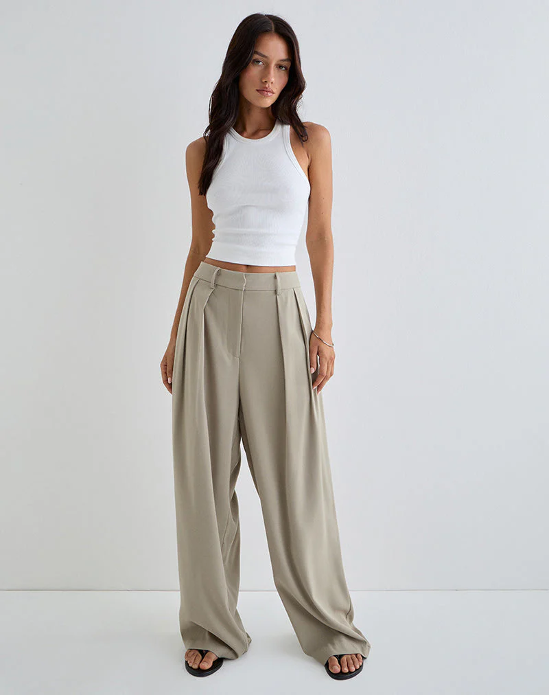 Nala Breite Bundfaltenhose in Taupe Tailoring - Image 2