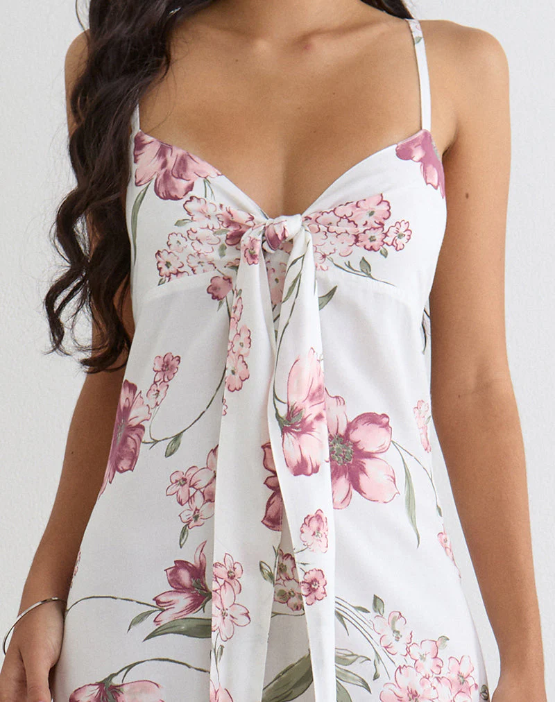 Nalami Midi Dress in Femme Floral White - Image 2