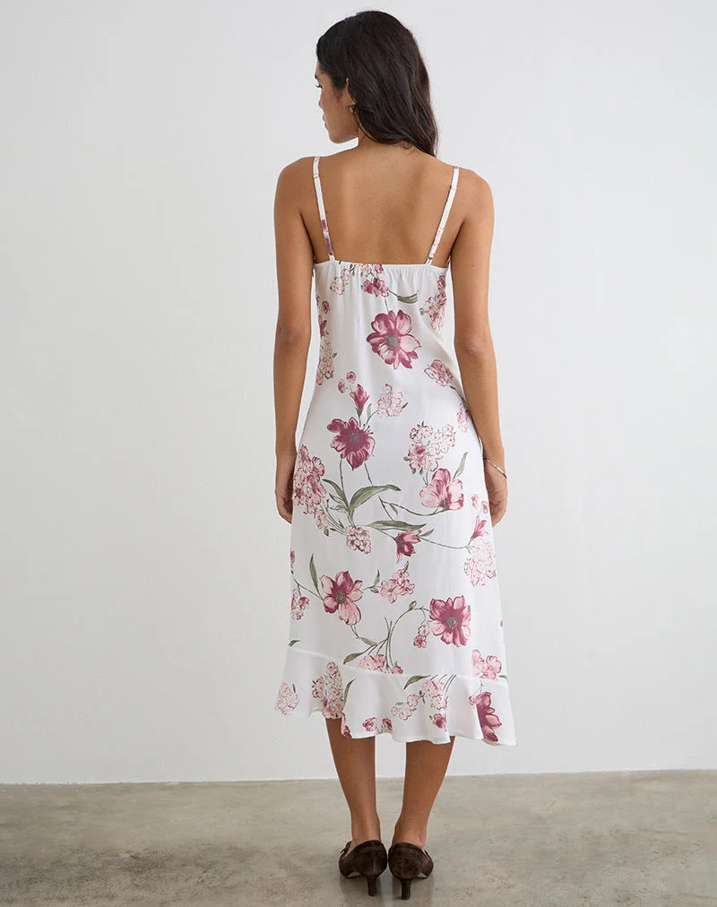 Nalami Midi Dress in Femme Floral White - Image 4