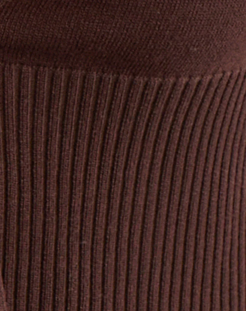 Nalo Kurzarm Cardi in Dunkelbraun - Image 5