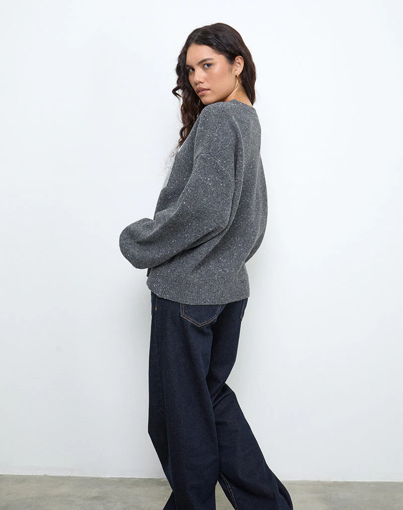 Namari-Pullover aus grauem Strick mit 86er-Motiv - Image 3