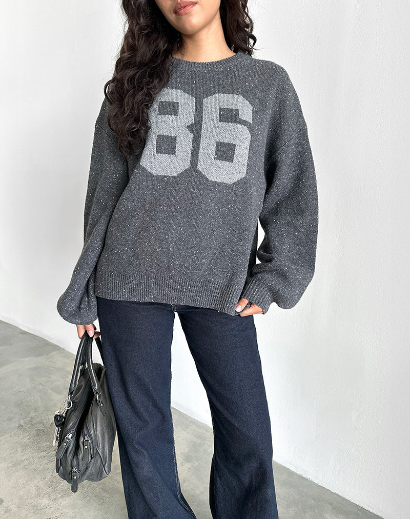 Namari-Pullover aus grauem Strick mit 86er-Motiv - Image 5