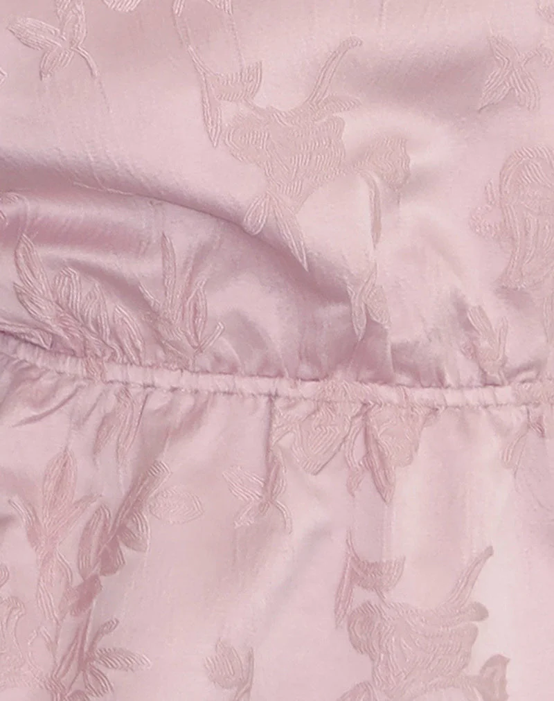 Nambi Kurzarm-Top aus Satin-Jacquard in Babyrosa - Image 5