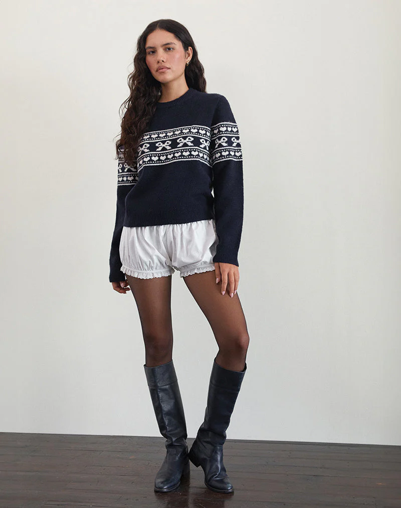 Namirta Strickpullover in Peacoat mit Fairisle-Schleife - Image 4