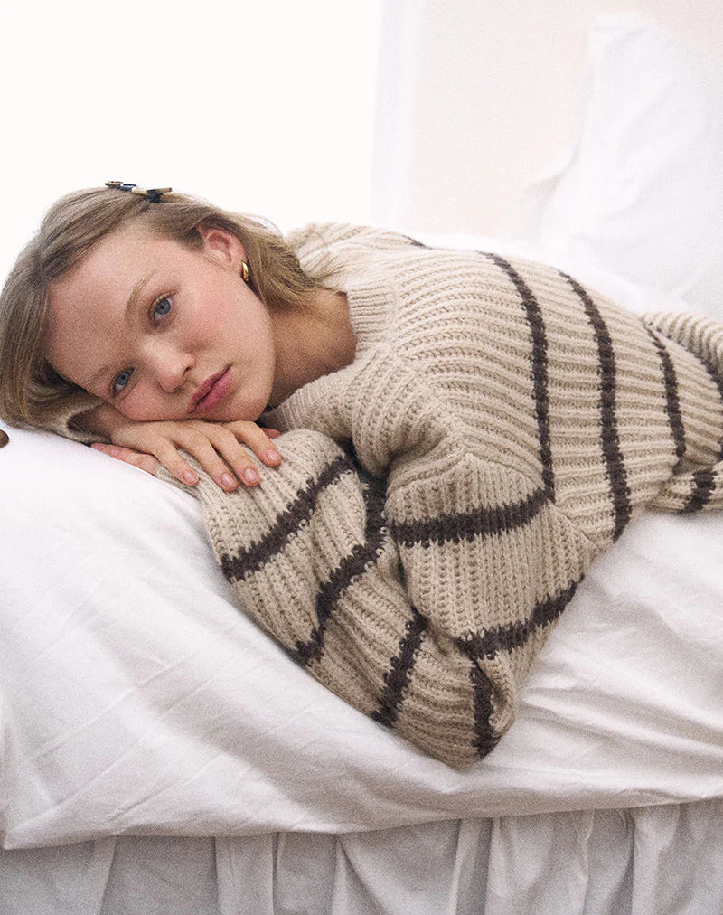 Namirta Pullover in Mono Stripe Hafer - Image 7