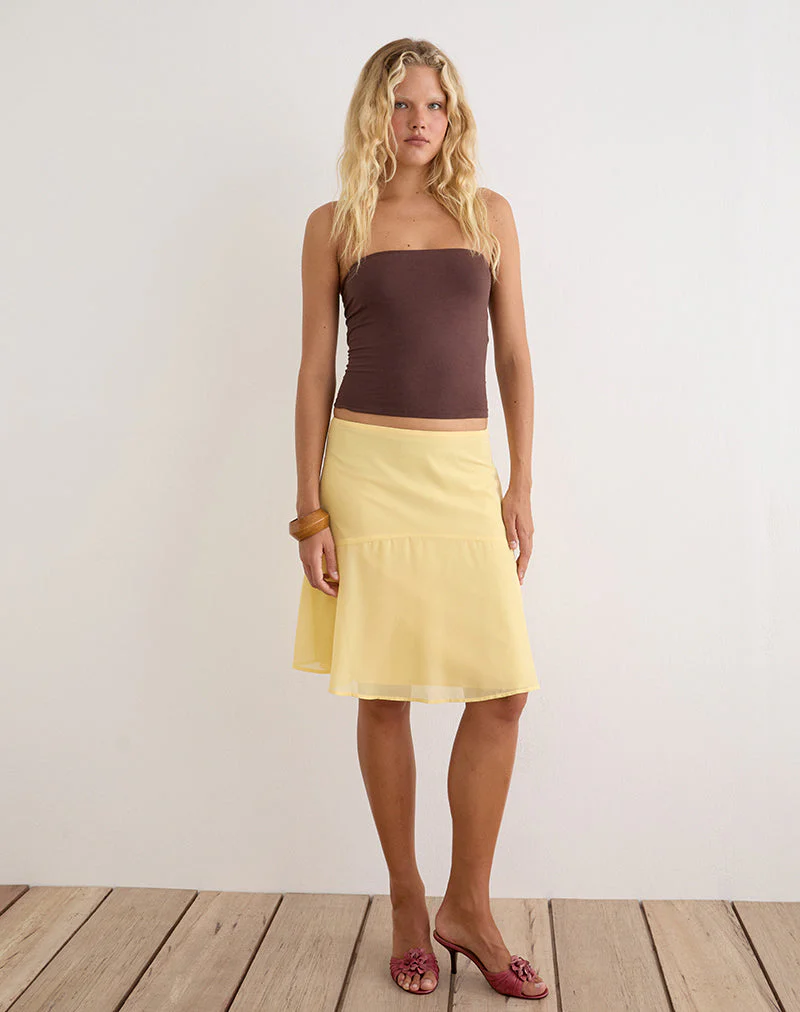 Namora Midi Skirt in Chiffon Pastel Yellow - Image 2