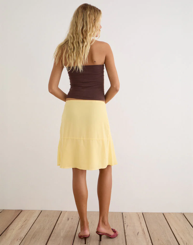 Namora Midi Skirt in Chiffon Pastel Yellow - Image 4
