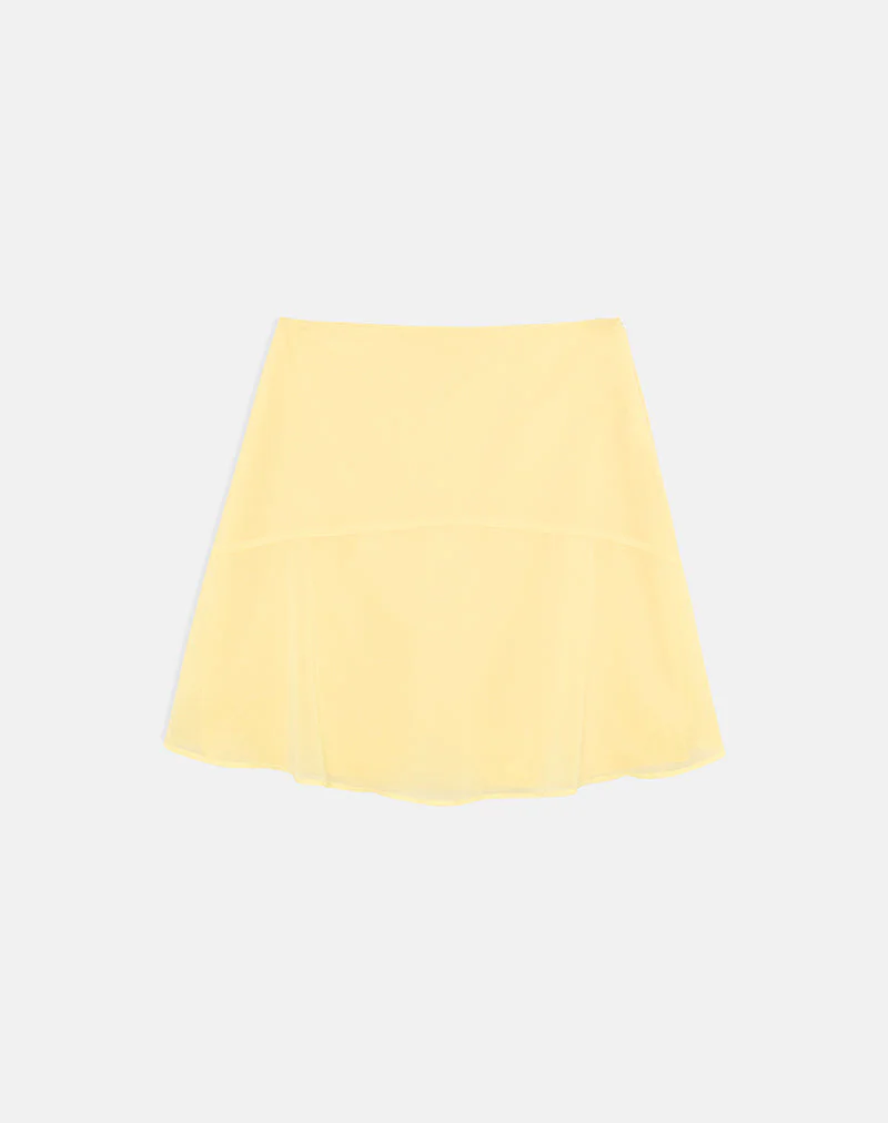 Namora Midi Skirt in Chiffon Pastel Yellow - Image 5