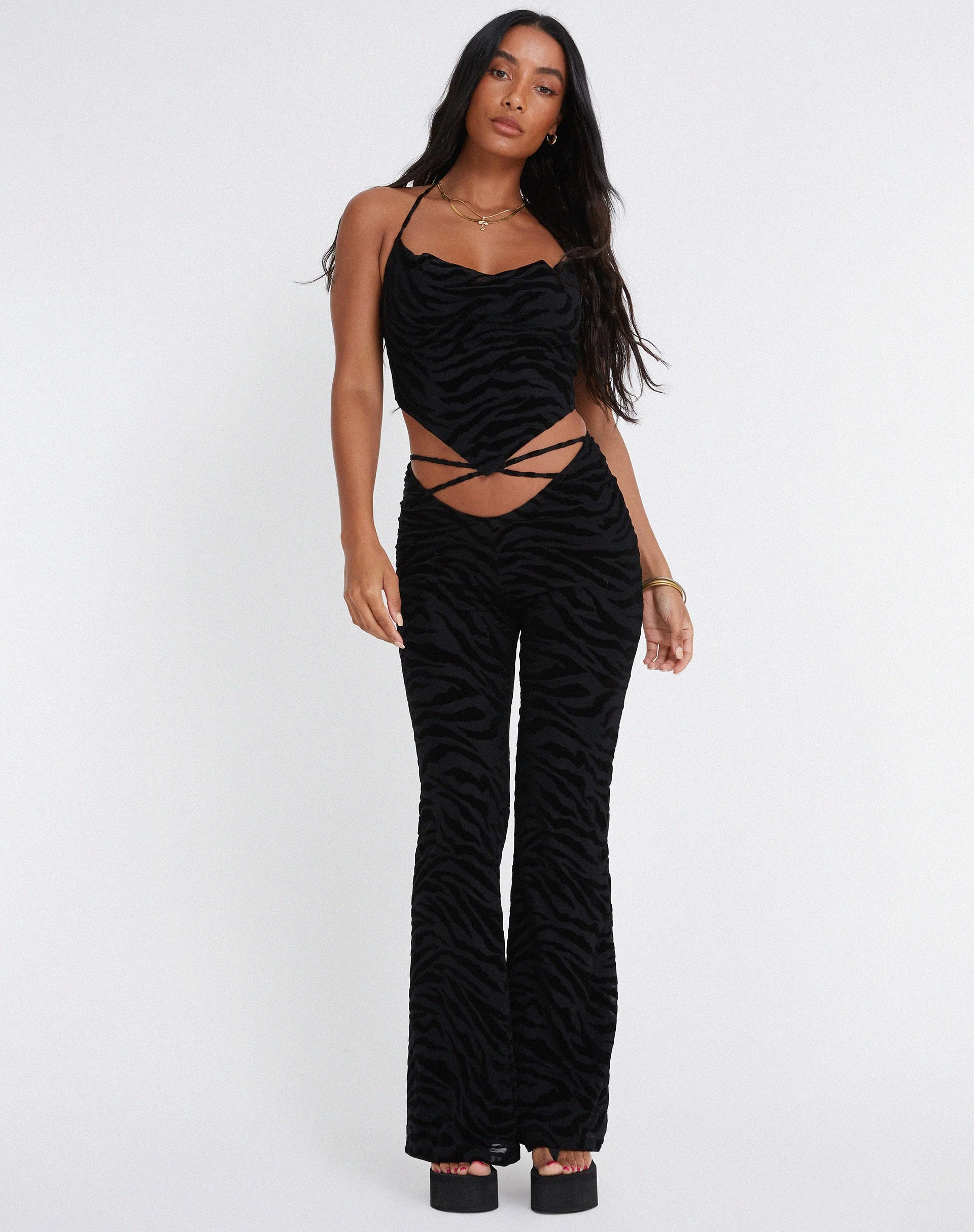 Nancha Schlaghose in Zebraflock Schwarz - Image 3