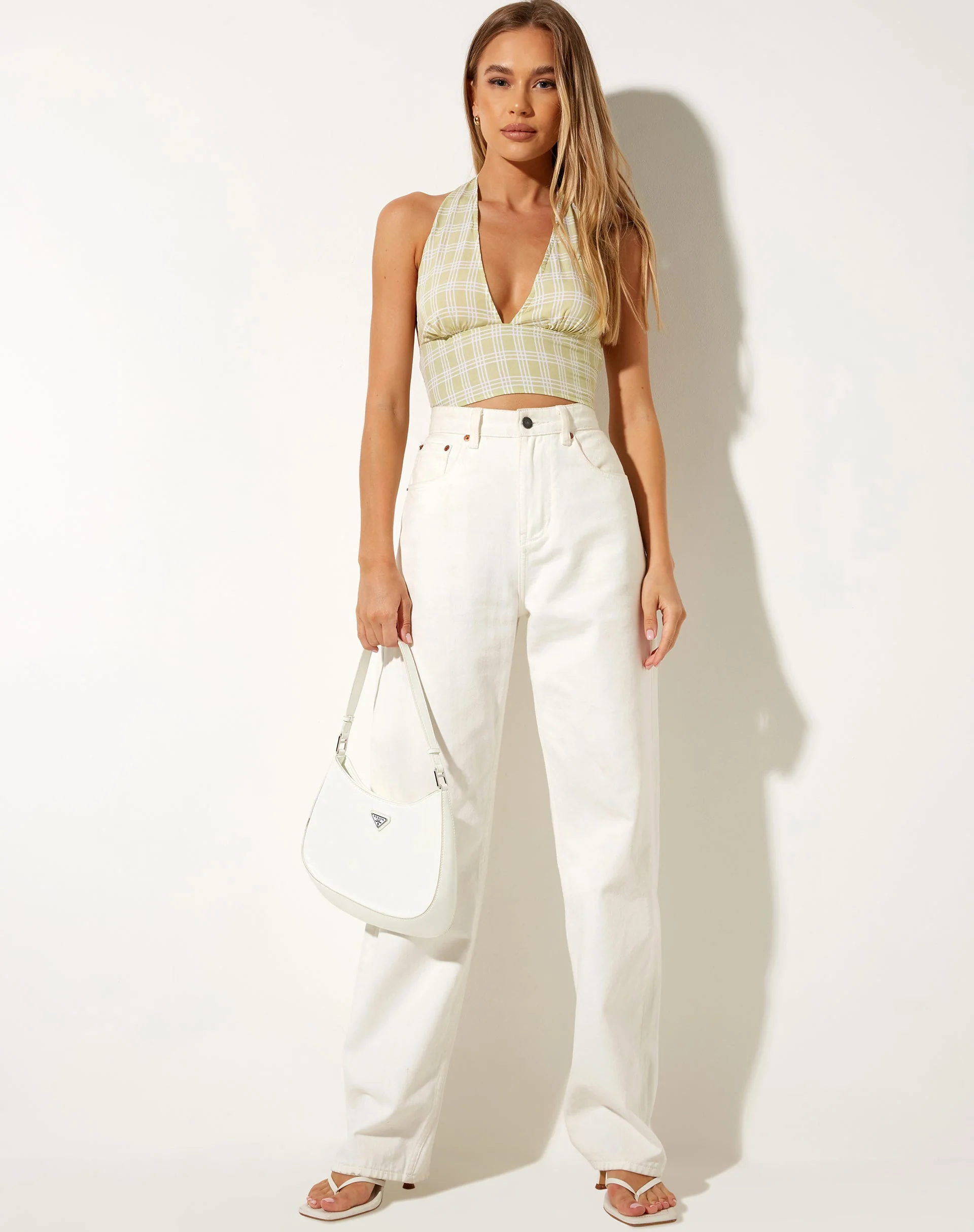 Nanda Crop Top in Salbei Karo - Image 3