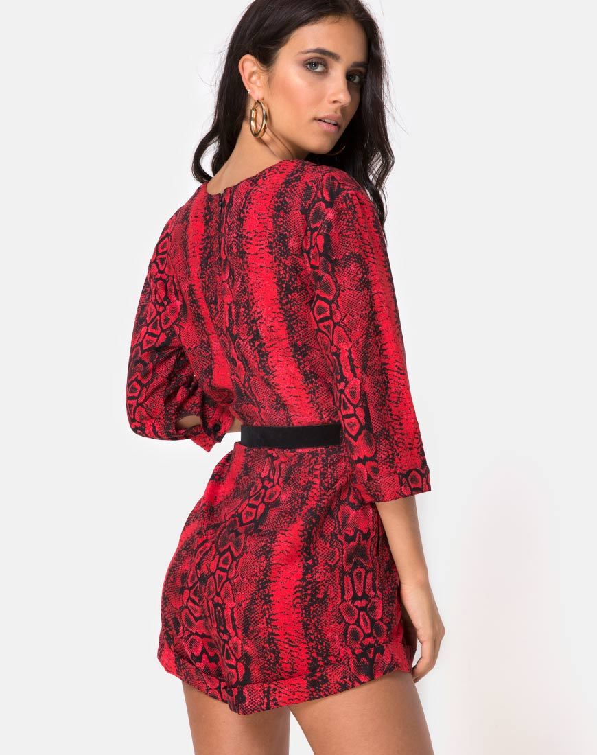 Nanic Plunge Playsuit in Schlangenrot - Image 2