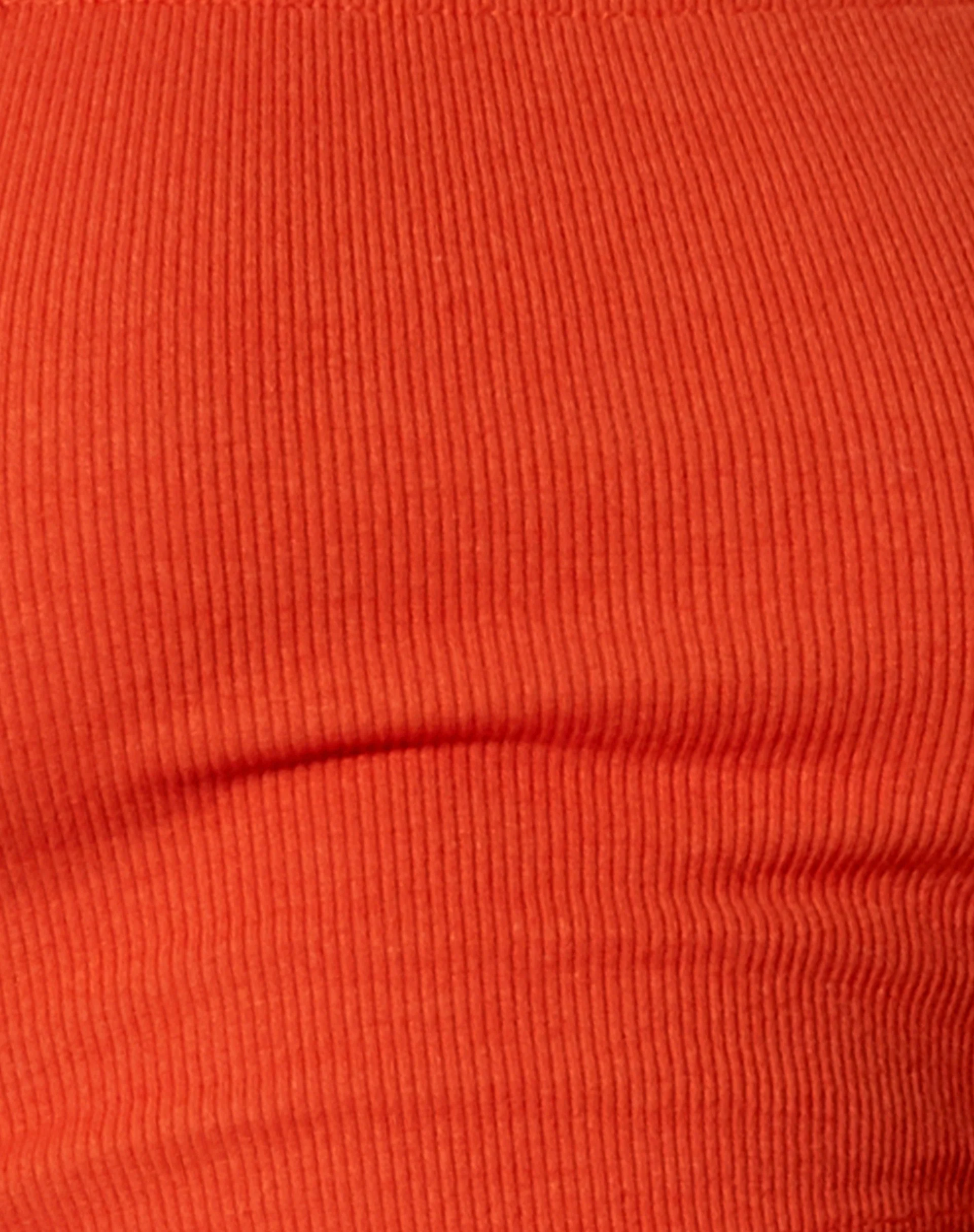 Nara Crop Top in Rib Tangerine - Image 5