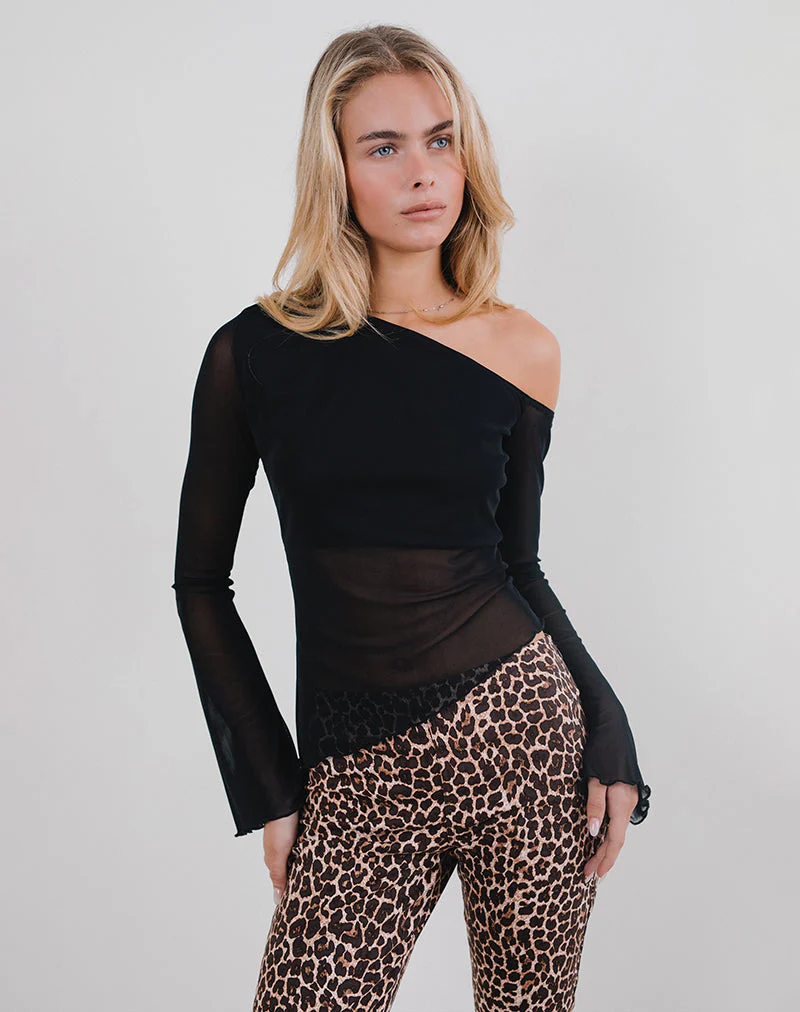 Narcissa Asymmetrisches Top aus Mesh Schwarz - Image 3